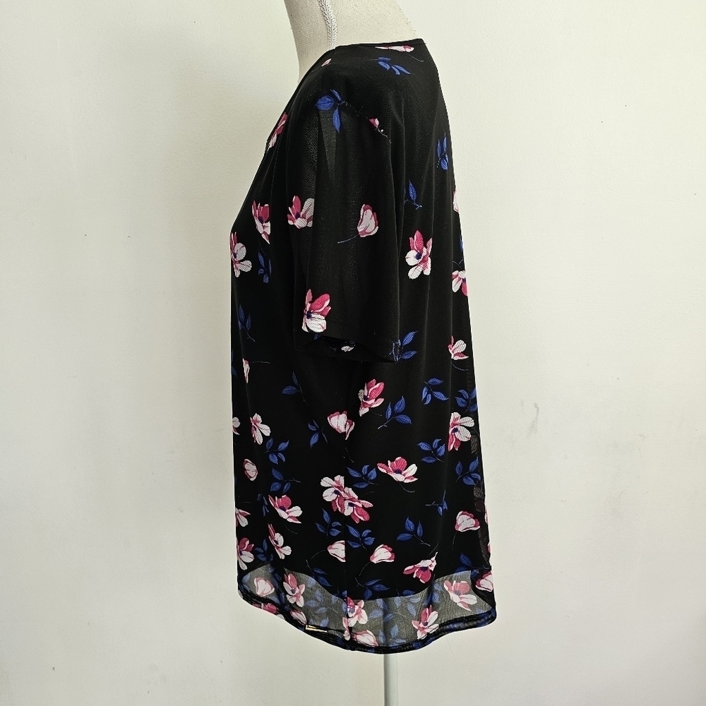 Calvin Klein Black Floral Mesh Tee - Picture 6 of 10